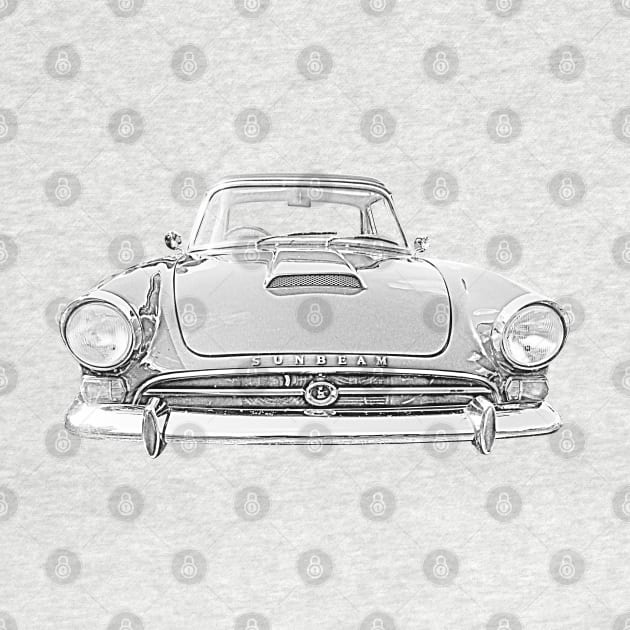 Sunbeam Alpine Tiger 1960s British classic sports car monochrome by soitwouldseem